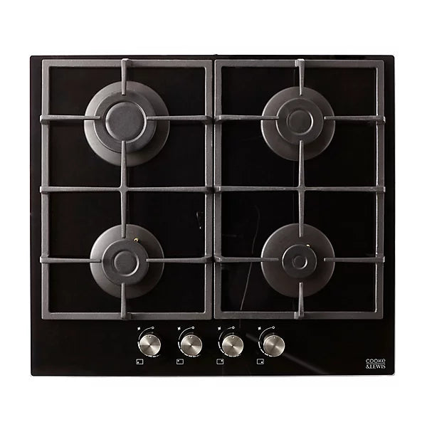Cooke & Lewis CLGOGUIT4 59.3cm Gas Hob - Black-Platinum Appliances