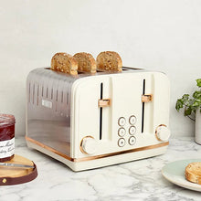 Haden Salcombe Cream & Copper Toaster - 4 Slice Electric Stainless-Steel-Platinum Appliances