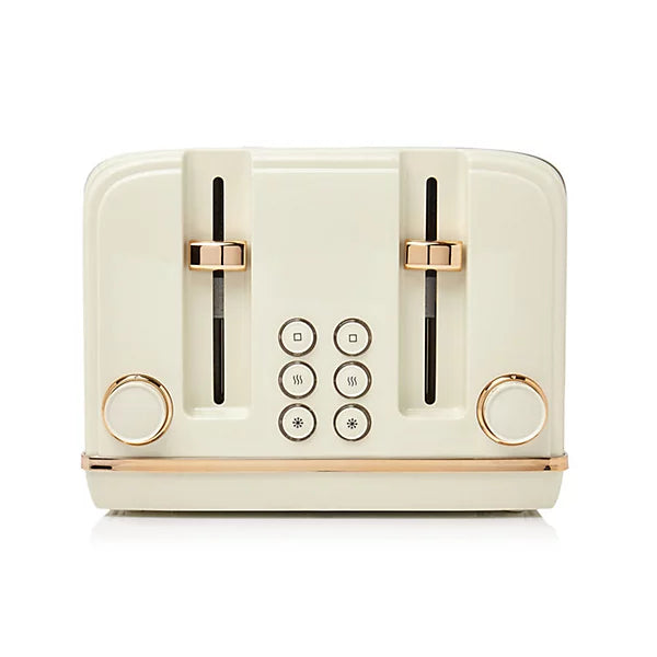 Haden Salcombe Cream & Copper Toaster - 4 Slice Electric Stainless-Steel-Platinum Appliances