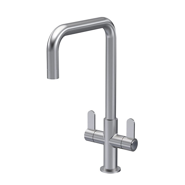 Kitchen Mono Mixer Tap with 2 Lever Handles, 361mm - Brushed Nickel-Platinum Appliances