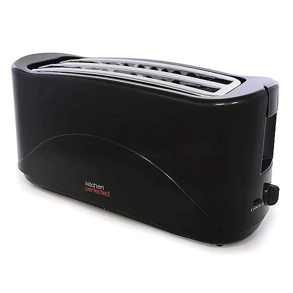 KitchenPerfected 4 Slice Long Slot Toaster - Black-Platinum Appliances