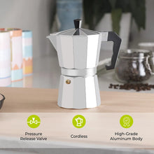 Royalford 9 Cups Italian Espresso Coffee Maker Moka Stove Top Macchinetta (450ml)-Platinum Appliances