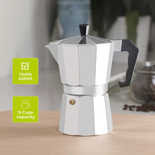 Royalford 9 Cups Italian Espresso Coffee Maker Moka Stove Top Macchinetta (450ml)-Platinum Appliances