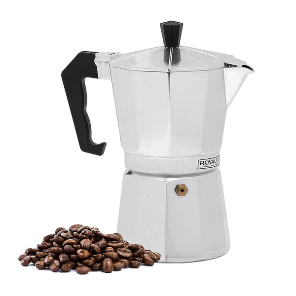 Royalford 9 Cups Italian Espresso Coffee Maker Moka Stove Top Macchinetta (450ml)-Platinum Appliances