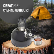 Stainless Steel Camping Kettle 2.5L Whistling Teapot For Gas Hob, Metallic Black-Platinum Appliances