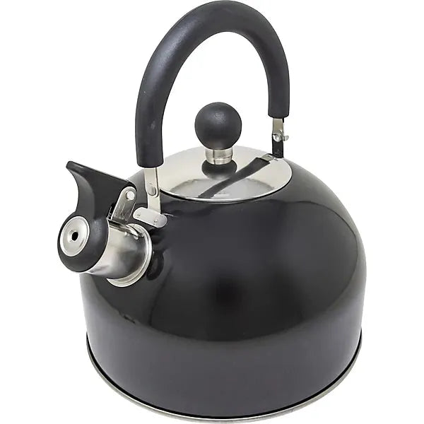 Stainless Steel Camping Kettle 2.5L Whistling Teapot For Gas Hob, Metallic Black-Platinum Appliances