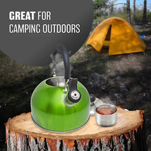Stainless Steel Camping Kettle 2.5L Whistling Teapot For Gas Hob, Metallic Green-Platinum Appliances