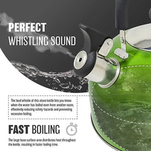 Stainless Steel Camping Kettle 2.5L Whistling Teapot For Gas Hob, Metallic Green-Platinum Appliances