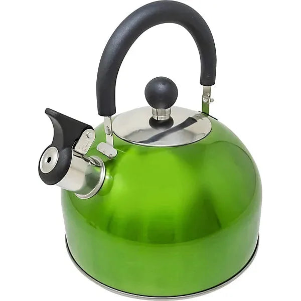 Stainless Steel Camping Kettle 2.5L Whistling Teapot For Gas Hob, Metallic Green-Platinum Appliances