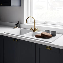 Torc Antique brass effect Kitchen Twin lever Tap-Platinum Appliances