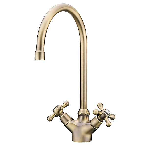 Torc Antique brass effect Kitchen Twin lever Tap-Platinum Appliances